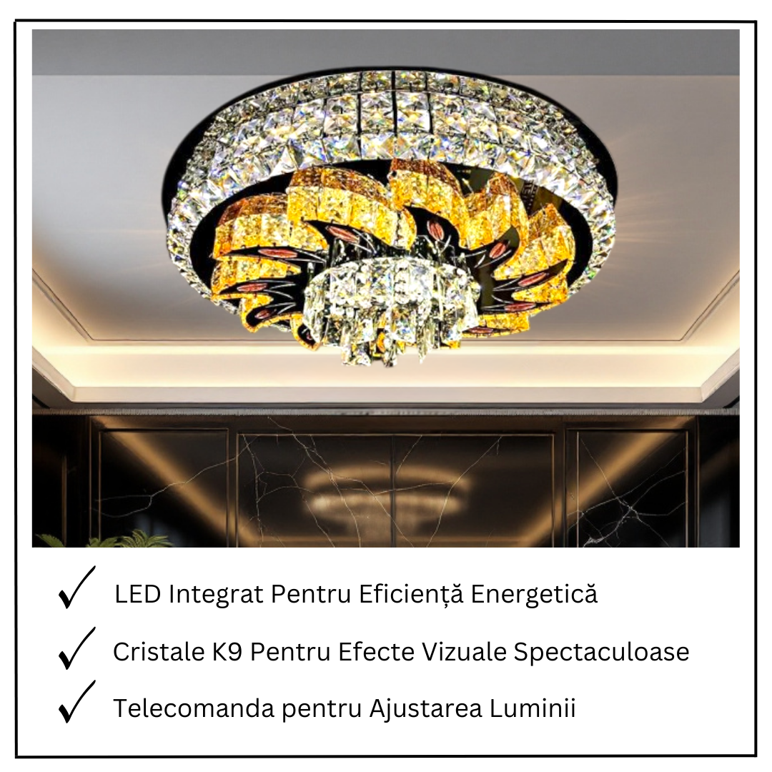LED осветително тяло от кристал за таван Majestic Bloom с дистанционно, еквивалент 800W