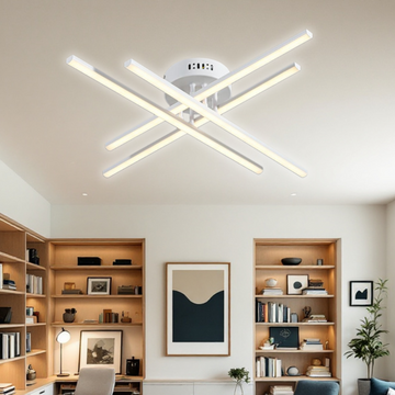 LED осветително тяло 64W X с 4 бели линии, еквивалент 500W, с дистанционно управление