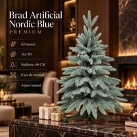 Изкуствена коледна елха 60cm Nordic Blue 62 клона с 3D иглички, естествен вид