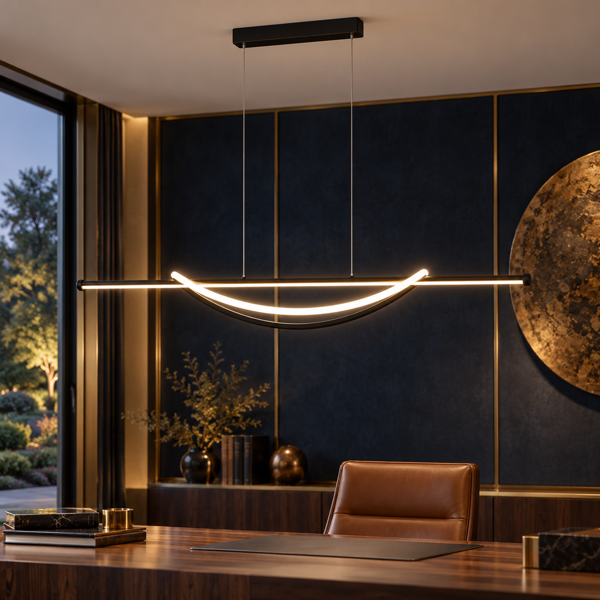 LED осветително тяло SIMA висящо Black еквивалент 500W с дистанционно
