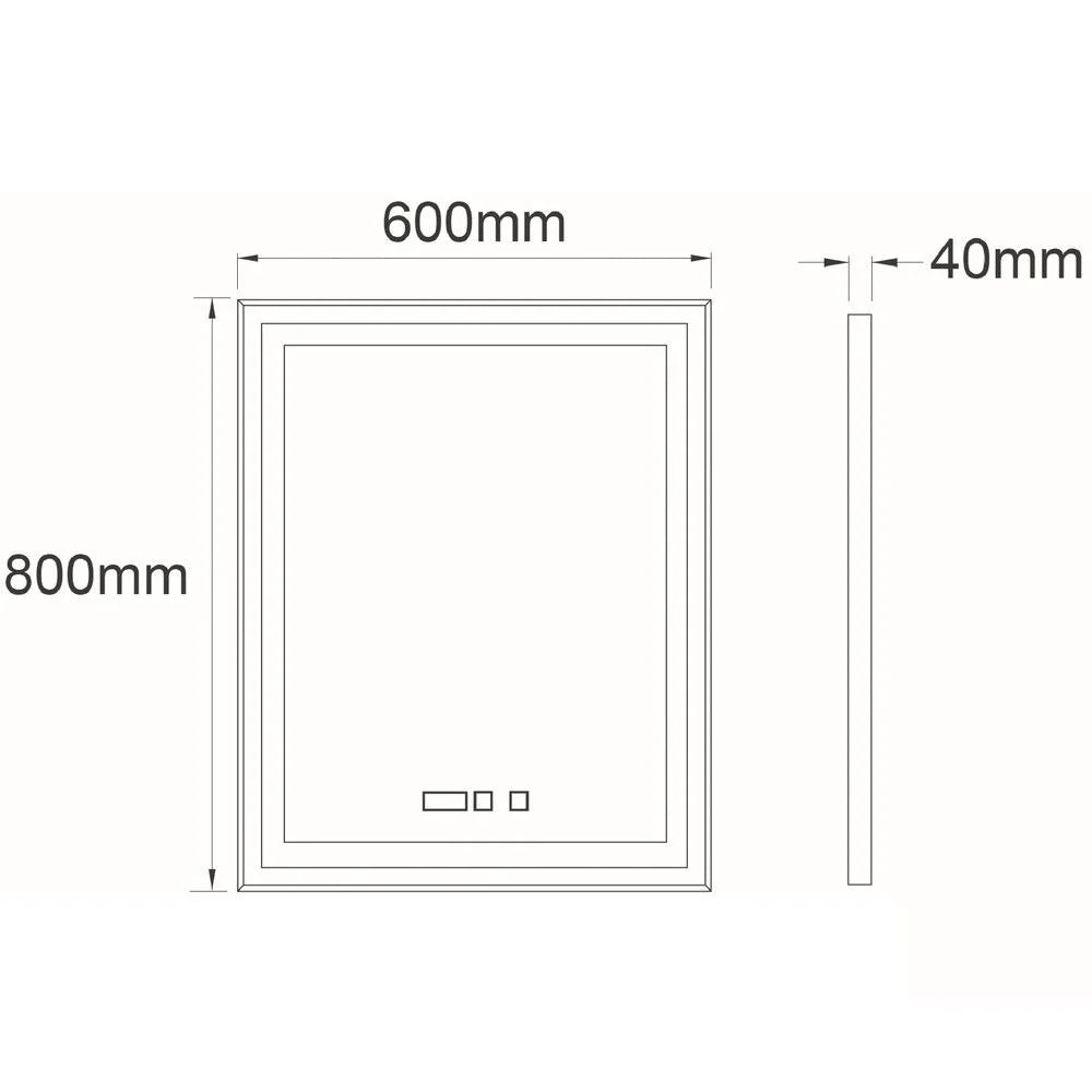 LED огледало FIGRO 60x80CM функция против замъгляване, часовник, touch, 3 вида светлина