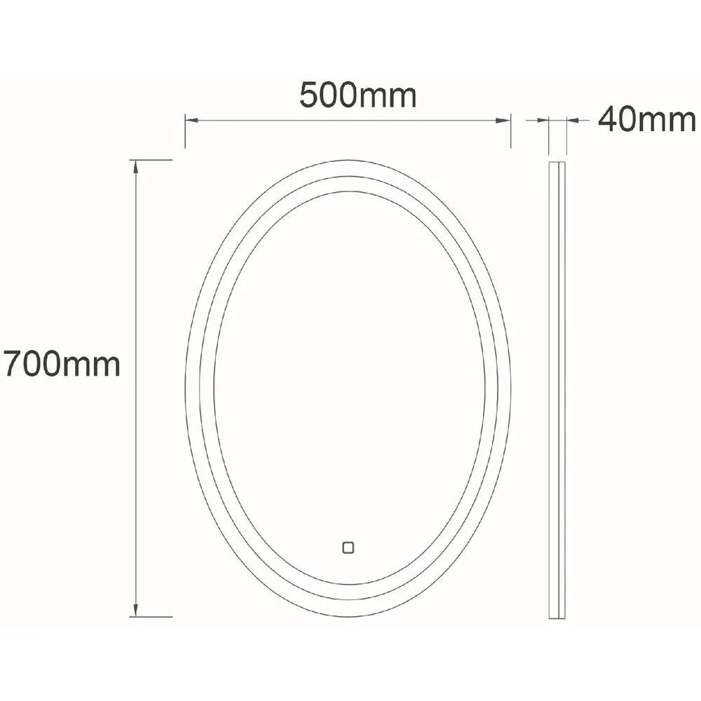 LED огледало FIGRO 50x70CM Функция против замъгляване, Часовник, Touch, 3 вида светлина