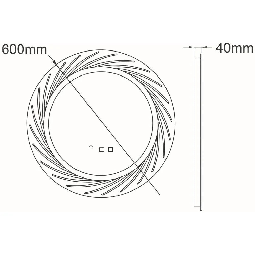 LED огледало VIONNA кръгло 60CM с функция против замъгляване, часовник, touch, 3 вида светлина