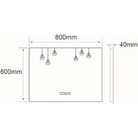 LED огледало VIONNA 80x60CM Touch 3 вида светлина, функция против замъгляване, Touch, часовник