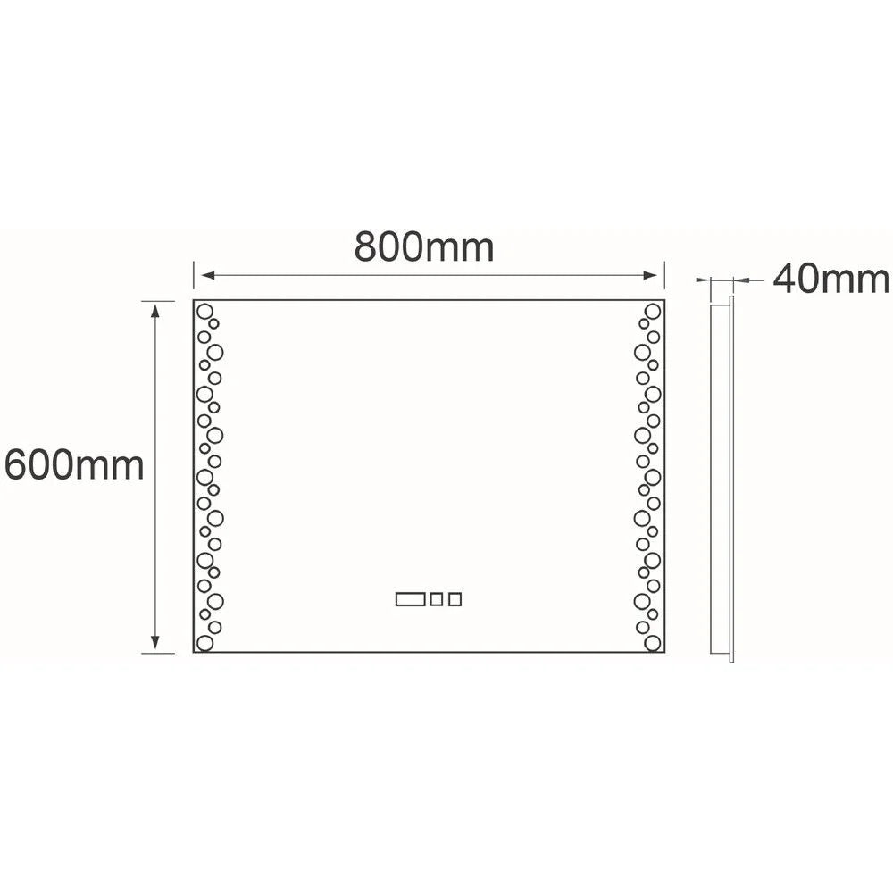 LED огледало VIONNA 80x60CM 3 вида светлина, функция против замъгляване, часовник, touch