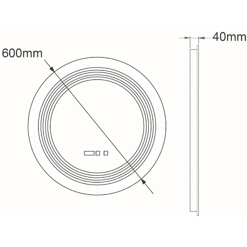 LED огледало CRESCA 60CM с функция против замъгляване, часовник, touch, 3 вида светлина