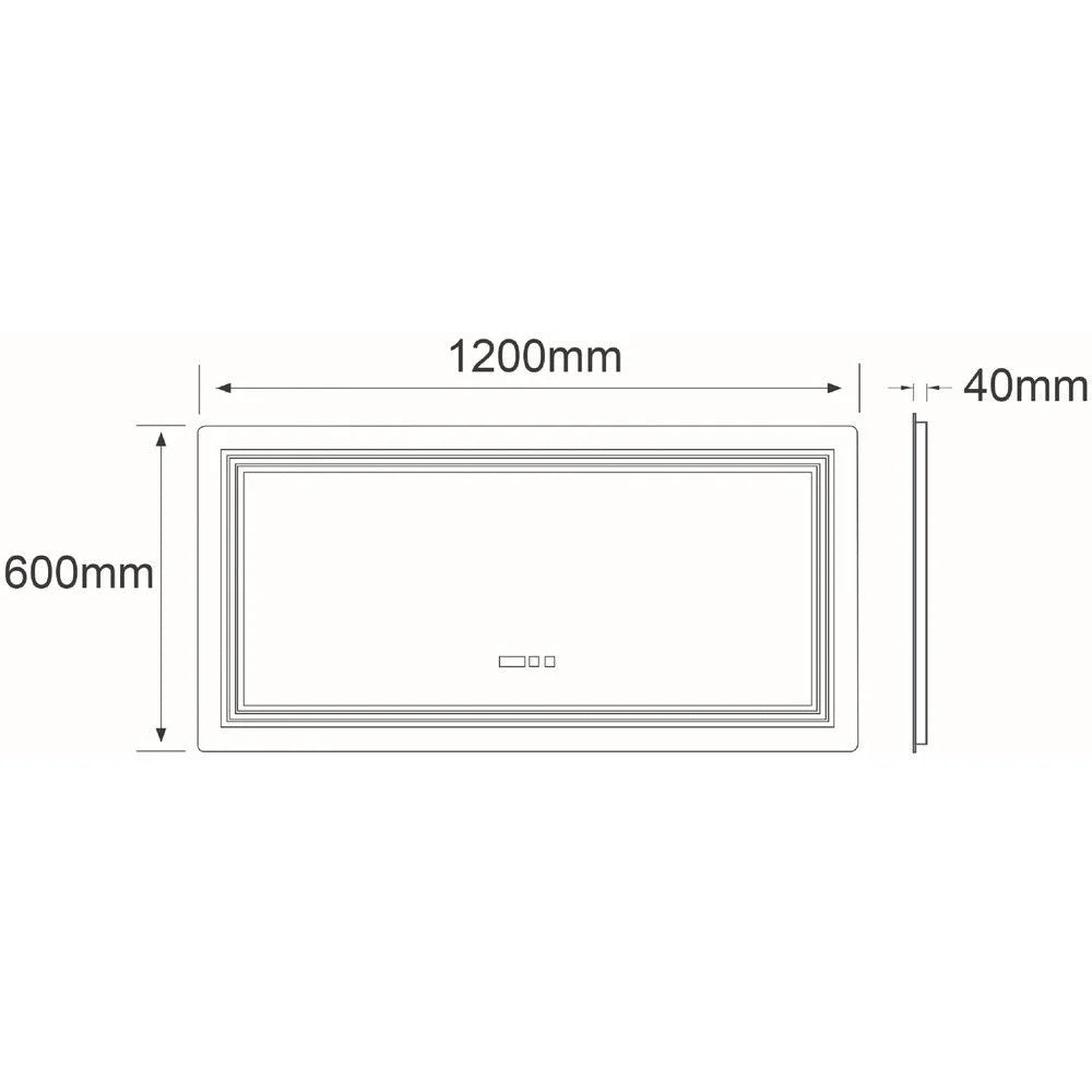 LED огледало CRESCA 120x60CM Функция против замъгляване, часовник, touch, 3 вида светлина