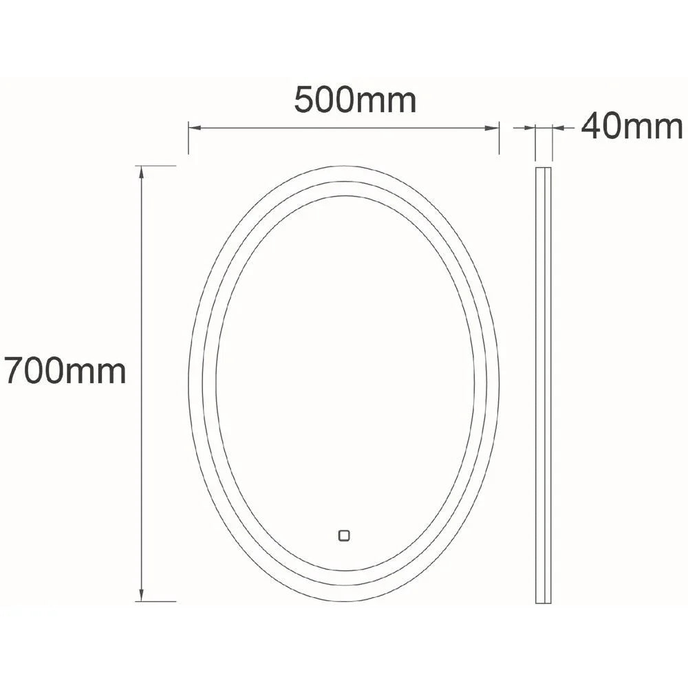 LED огледало RIVEN 50x70CM 3 вида светлина, функция против замъгляване, часовник, touch