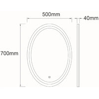 LED огледало RIVEN 50x70CM 3 вида светлина, функция против замъгляване, часовник, touch