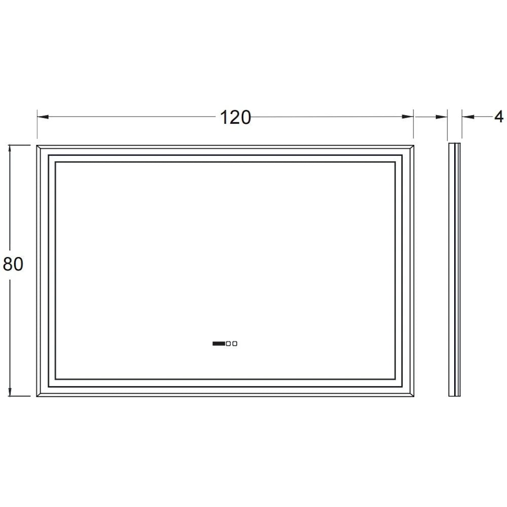 LED огледало RIVEN 120x80CM 3 вида светлина, функция против замъгляване, часовник, touch