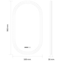 LED огледало VIONNA 50x90CM Функция против замъгляване, Часовник, Touch, 3 вида светлина