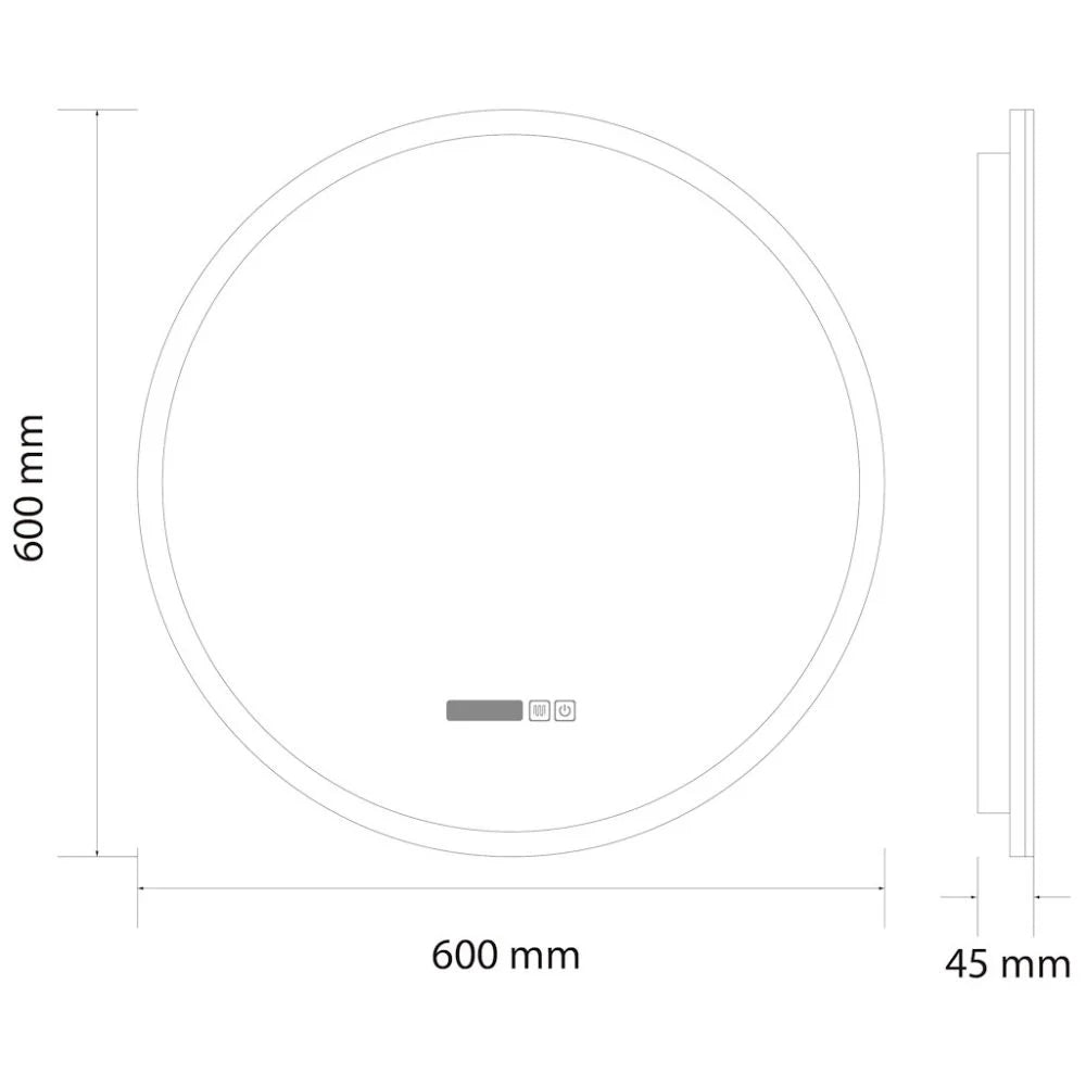LED огледало LIMENA 60CM с функция против замъгляване, часовник, touch, сензор за движение, 3 вида светлина