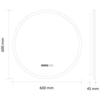 LED огледало LIMENA 60CM с функция против замъгляване, часовник, touch, сензор за движение, 3 вида светлина