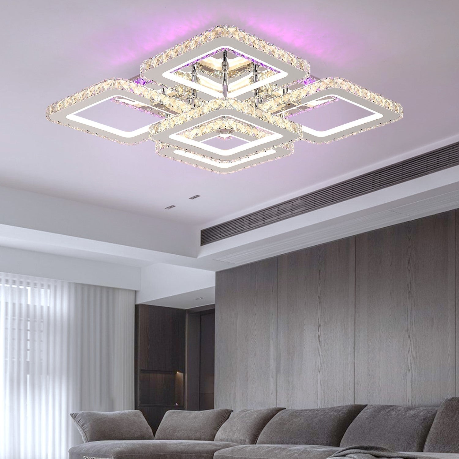 LED осветително тяло 4+1 SQUARE RGB кристал с дистанционно, еквивалент 800W