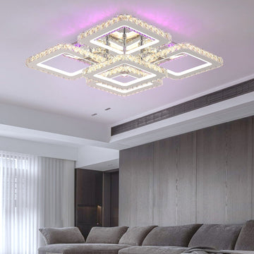 LED осветително тяло 4+1 SQUARE RGB кристал с дистанционно, еквивалент 800W