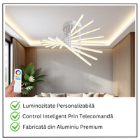 LED осветително тяло 128W Fano 8 елемента БЯЛО Еквивалент 800W с дистанционно