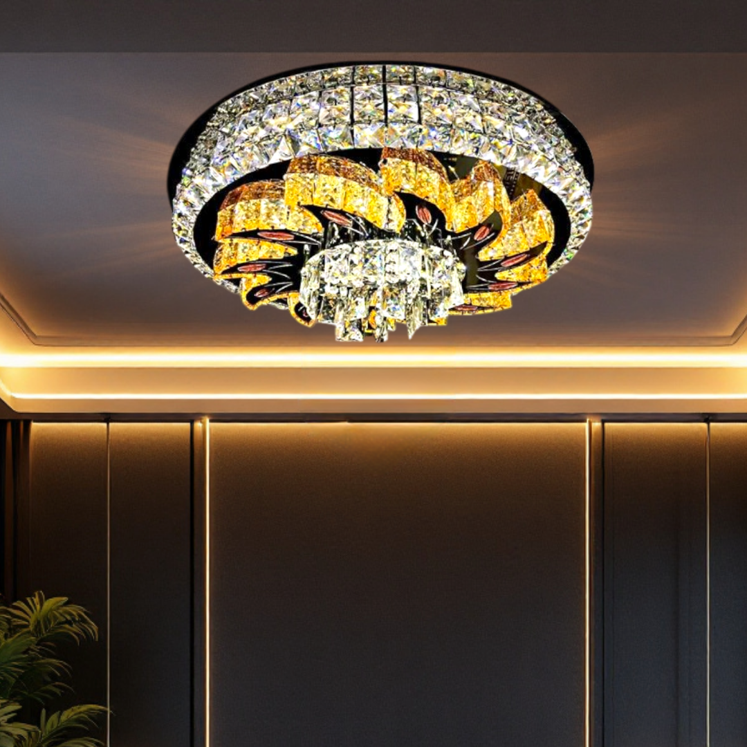 LED осветително тяло от кристал за таван Majestic Bloom с дистанционно, еквивалент 800W