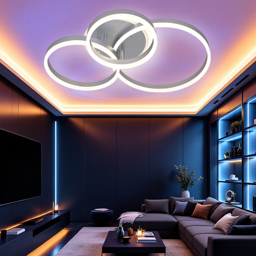 Осветително тяло LED Beauty Silver Circle еквивалент 600W с дистанционно