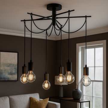 Lustra Suspendata Abajur 6xE27 Black NEAGRA / ABAJUR Chandeliers
