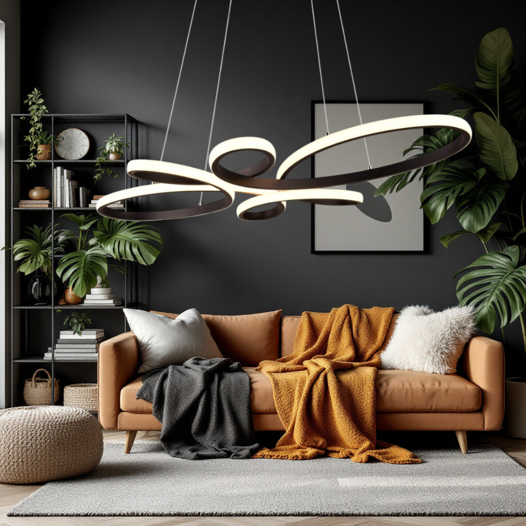 Премиум висящо LED осветително тяло Fly Black, еквивалент 400W, димируемо