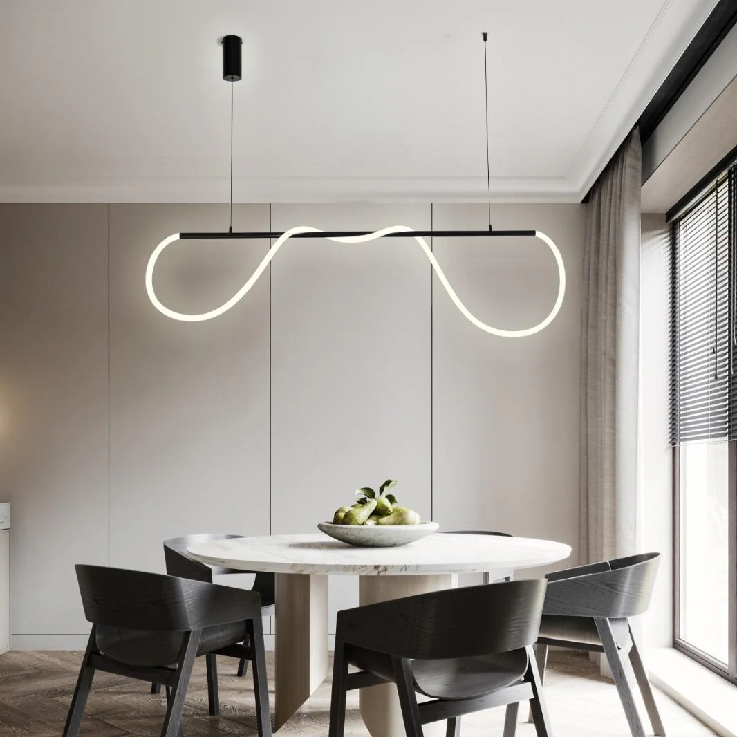 LED осветително тяло Nordic Black Rope Tube Линеен Еквивалент 300W с дистанционно