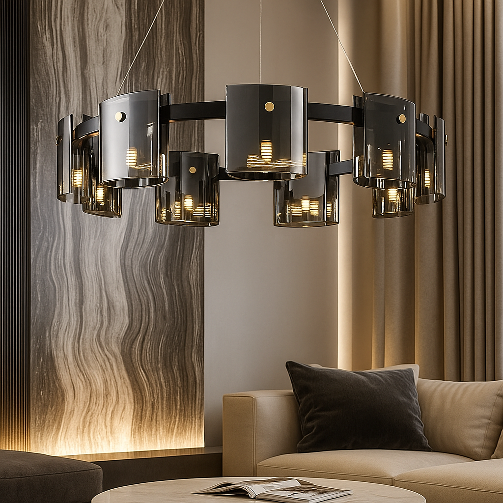 LED пендел Faye Round Black еквивалент 300W