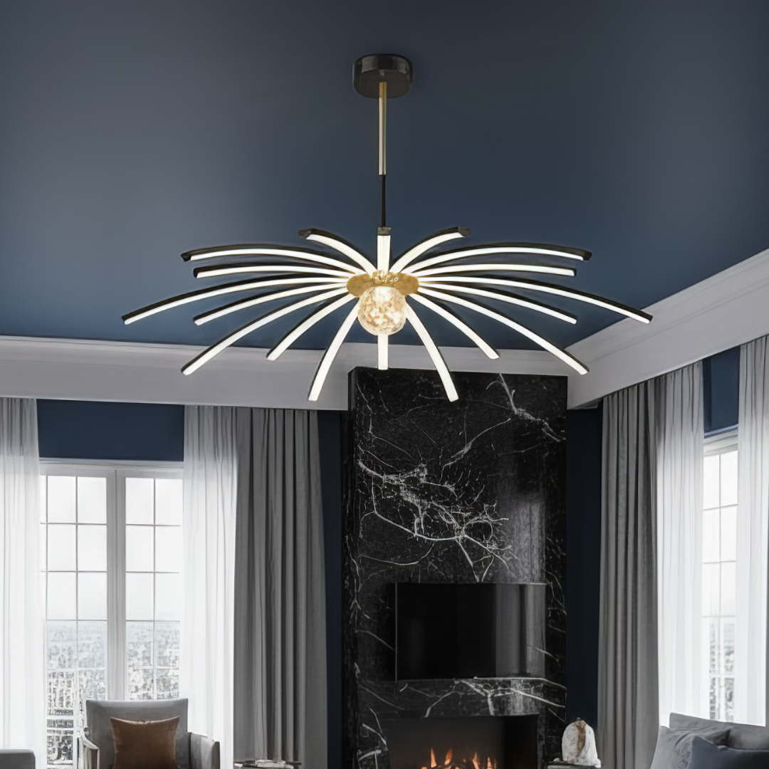 Осветително тяло LED висящо Eteris Black&Gold еквивалент 600W с дистанционно