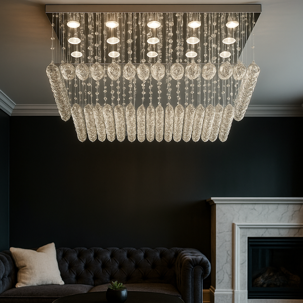 LED полилей с кристали Elyra 15x5W Silver, еквивалент 600W