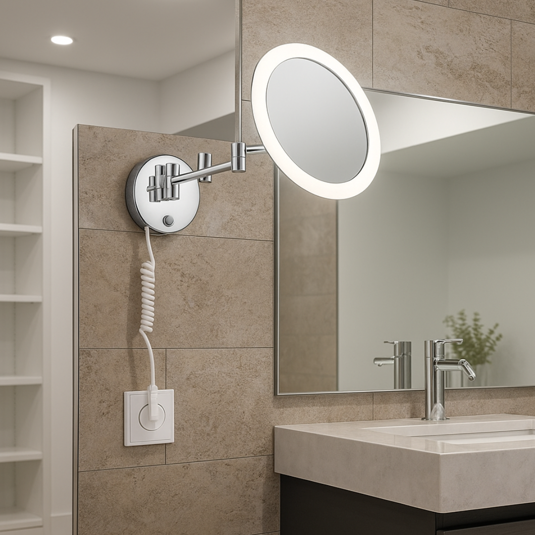 LED аплик за баня, регулируем с лупа и бутон on/off