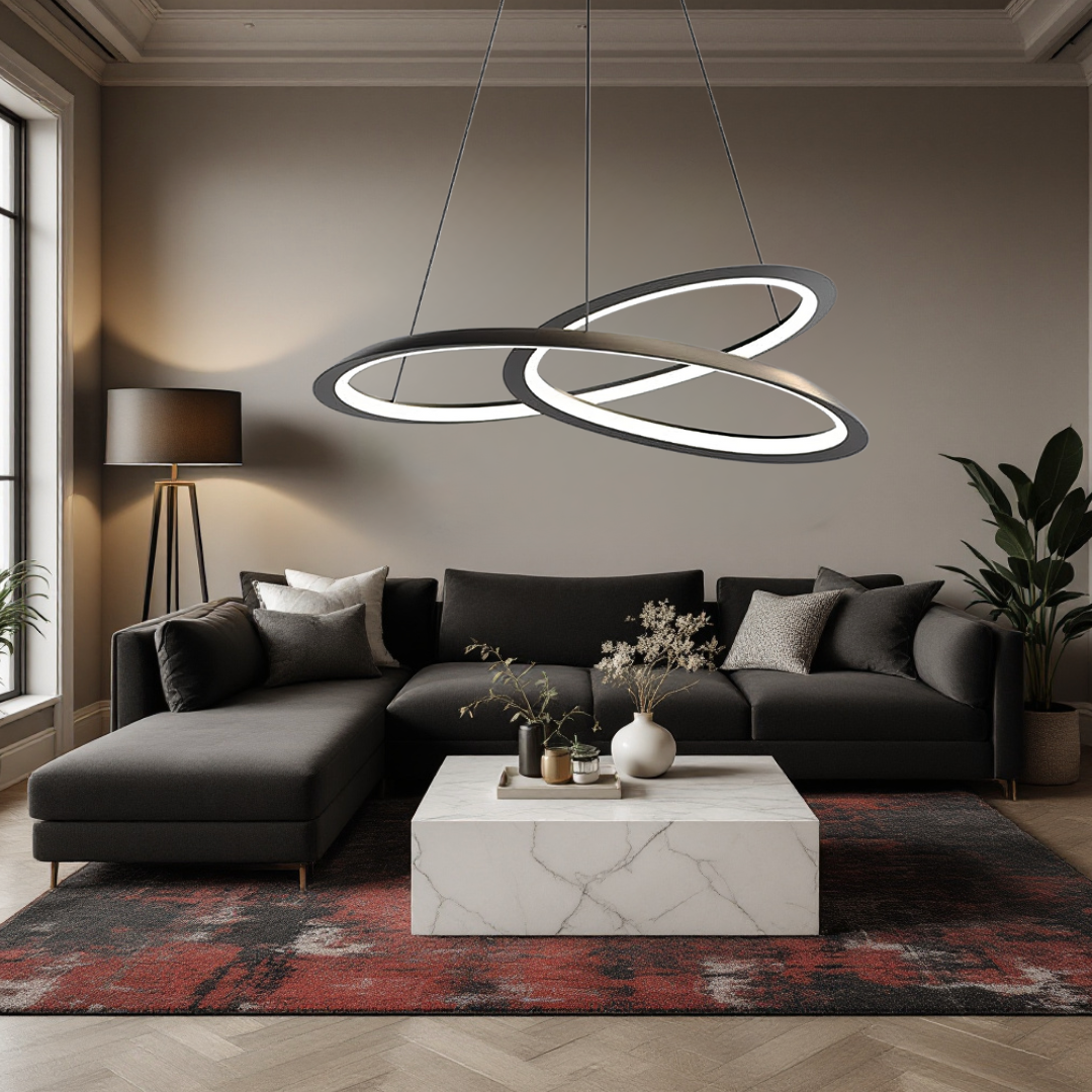 LED осветително тяло тип пендел 120W Lumea Black с дистанционно, еквивалент 600W
