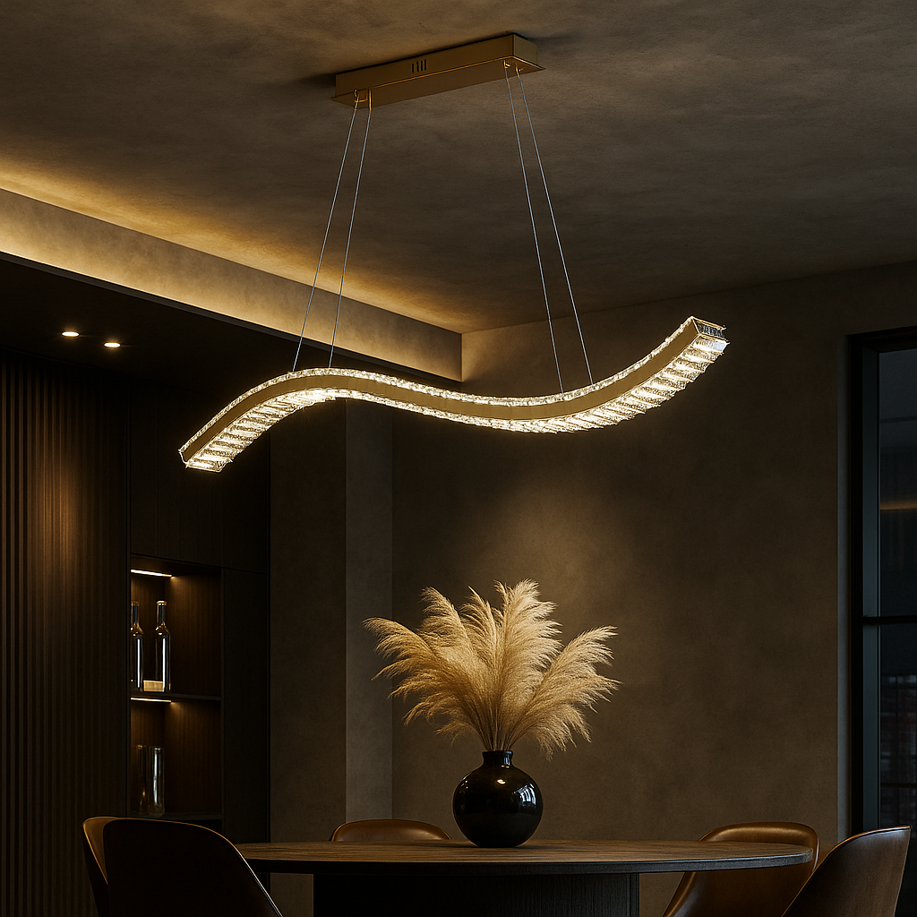 Окачено LED осветително тяло Voltra Gold, еквивалент 300W, с дистанционно