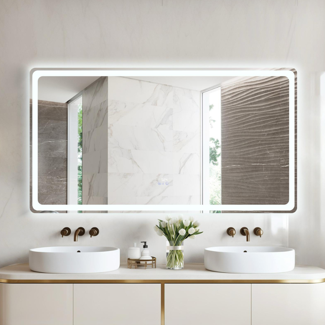 LED огледало 150x80CM със сензор радар, 3 вида светлина, touch, демистер, часовник, термометър