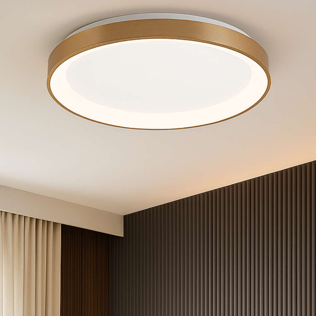 LED плафон BELLA GOLD, 3 вида светлина от бутон, еквивалент 400W