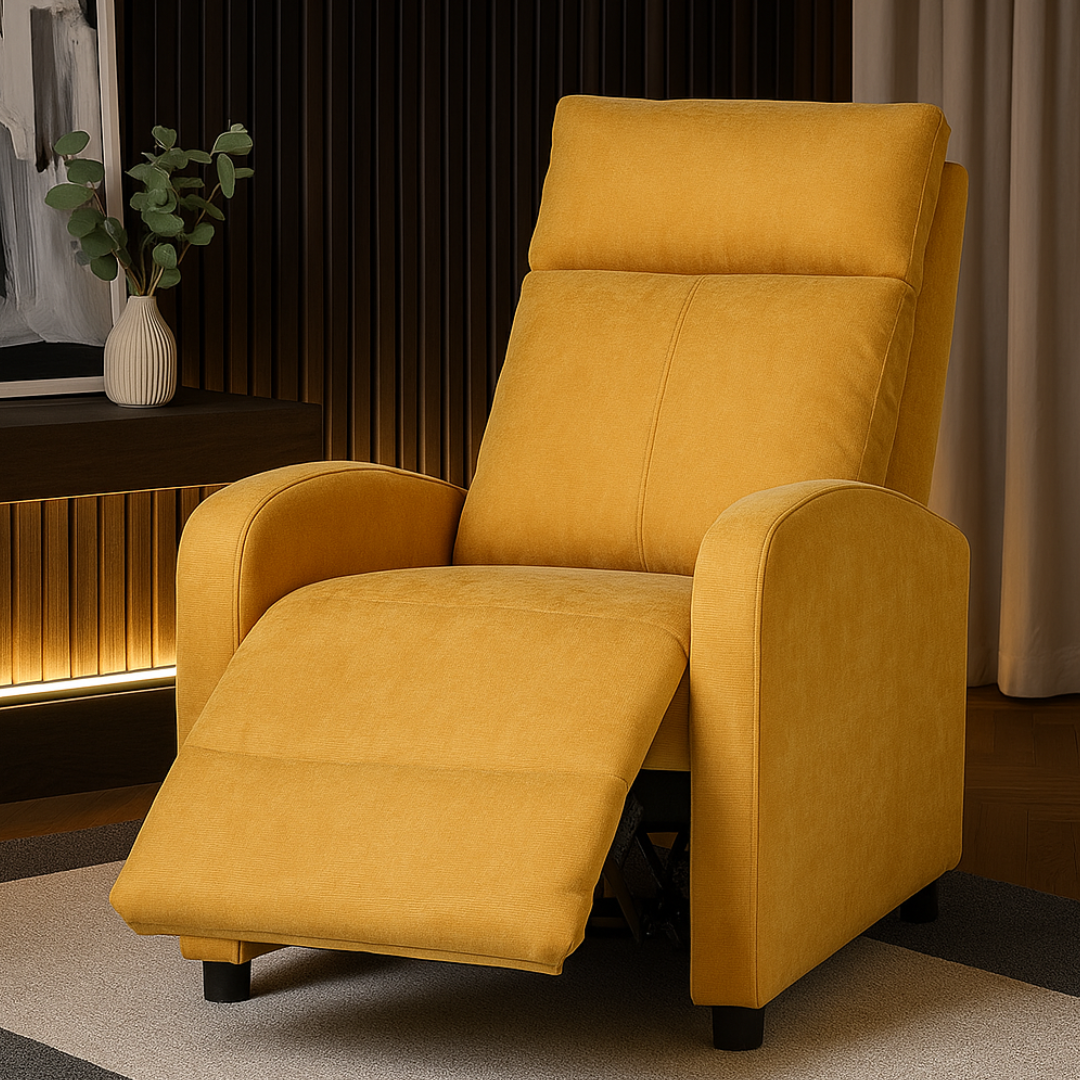Релакс фотьойл с механизъм Recliner, текстил жълт