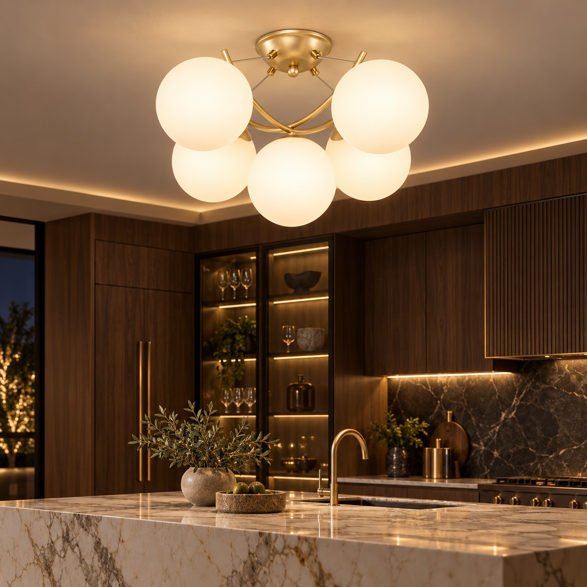 Осветително тяло SERVA Gold Абажур Mat 5xE27