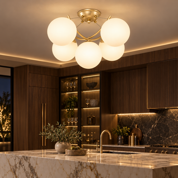 Осветително тяло SERVA Gold Абажур Mat 5xE27