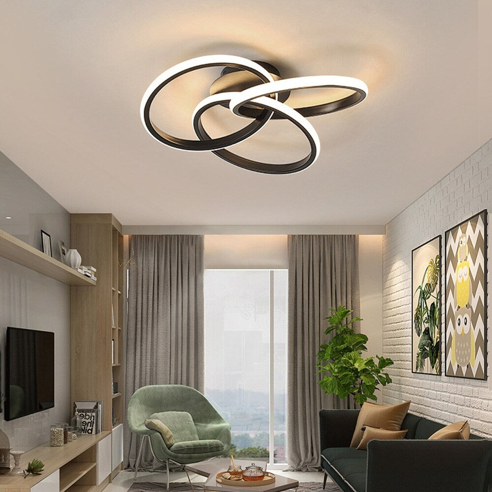 LED осветително тяло Three RINGS Black еквивалент 400W с дистанционно