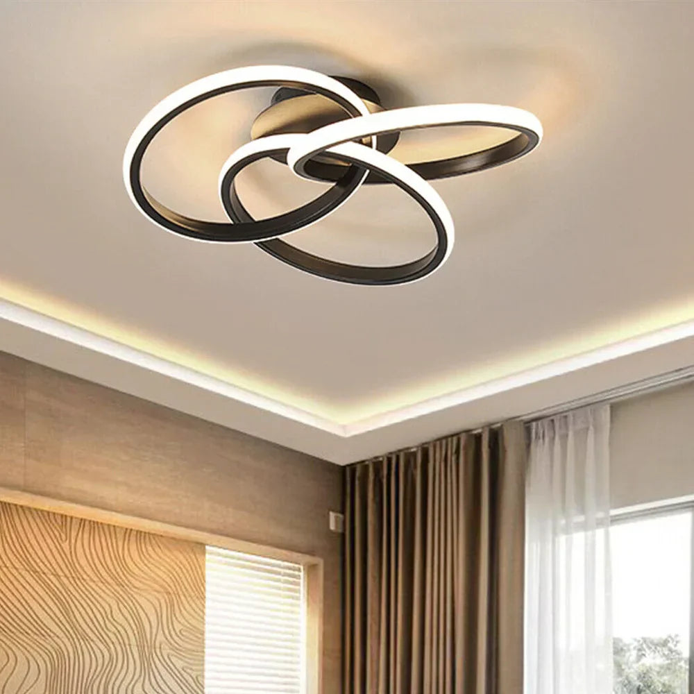LED осветително тяло Three RINGS Black еквивалент 400W с дистанционно