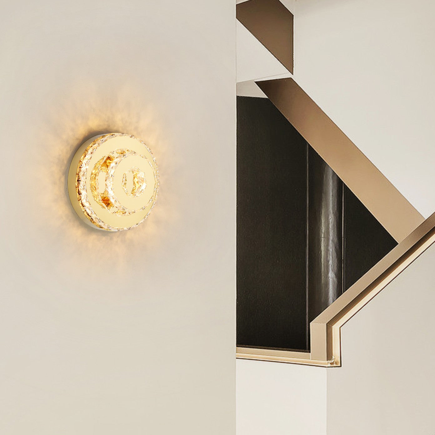 LED осветително тяло 40W CRISTAL Double Circle Gold