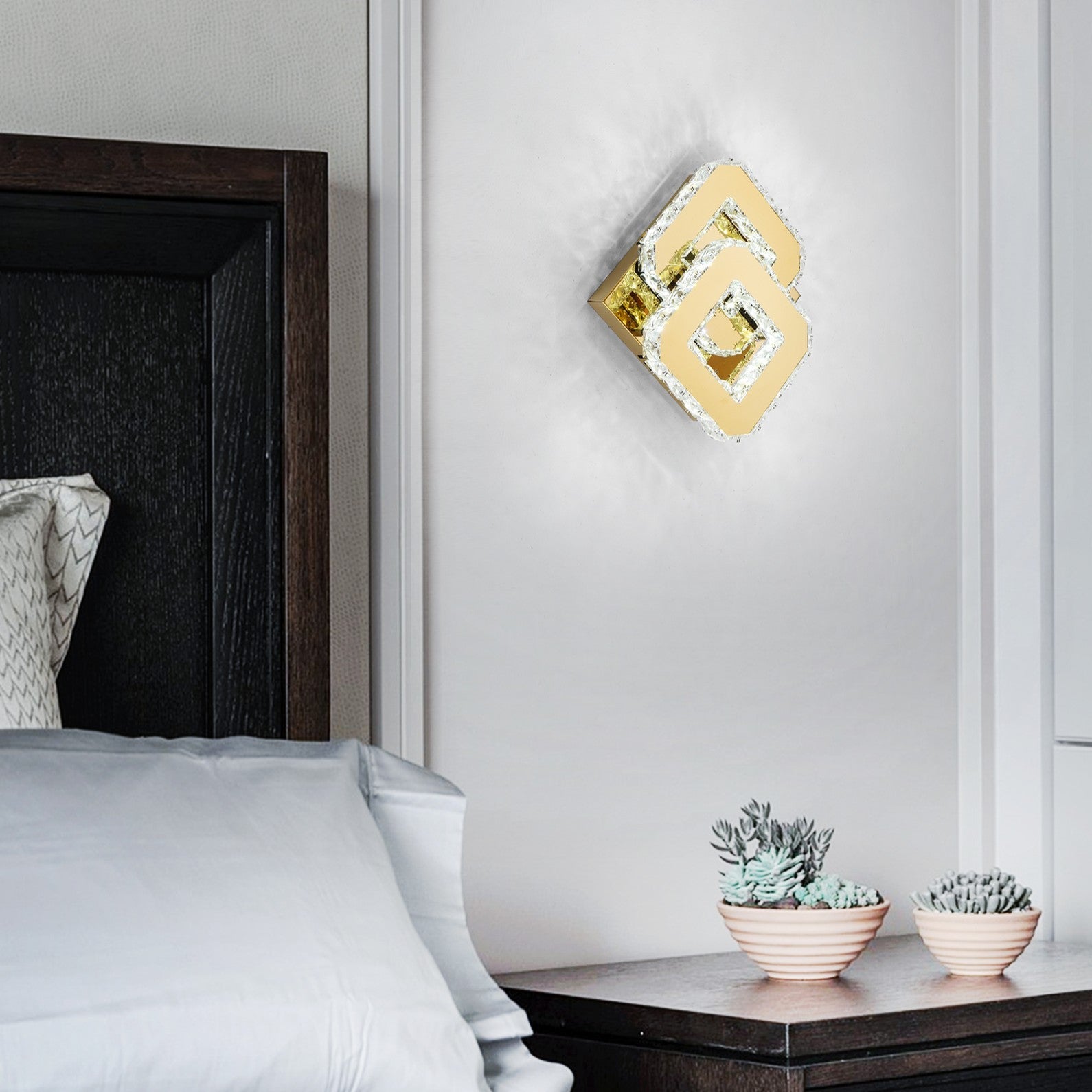 LED осветително тяло 32W CRISTAL Double Square Gold