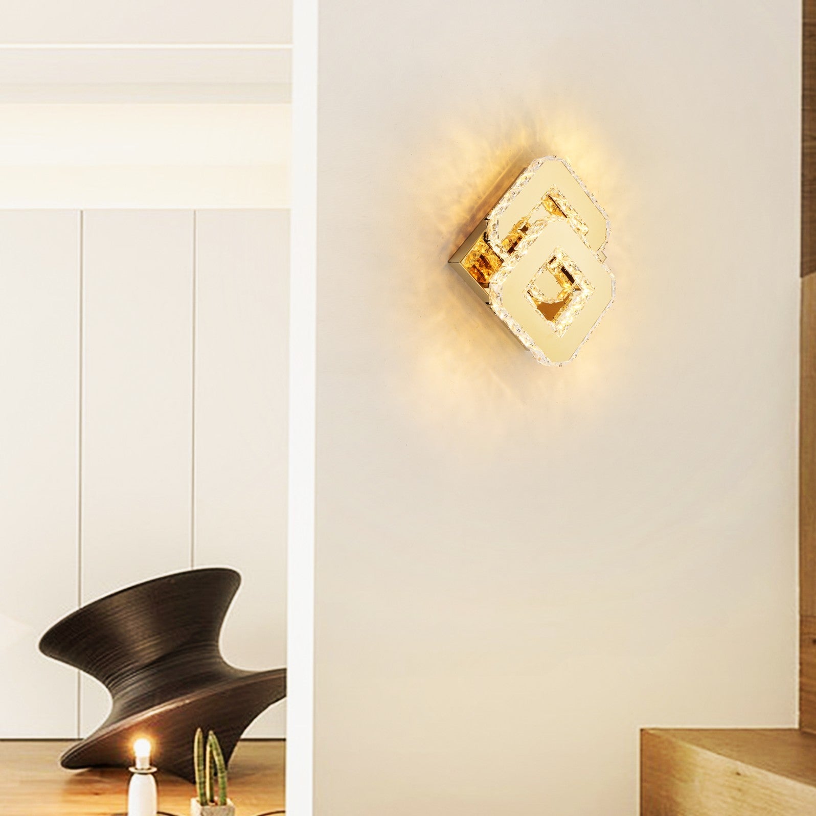 LED осветително тяло 32W CRISTAL Double Square Gold