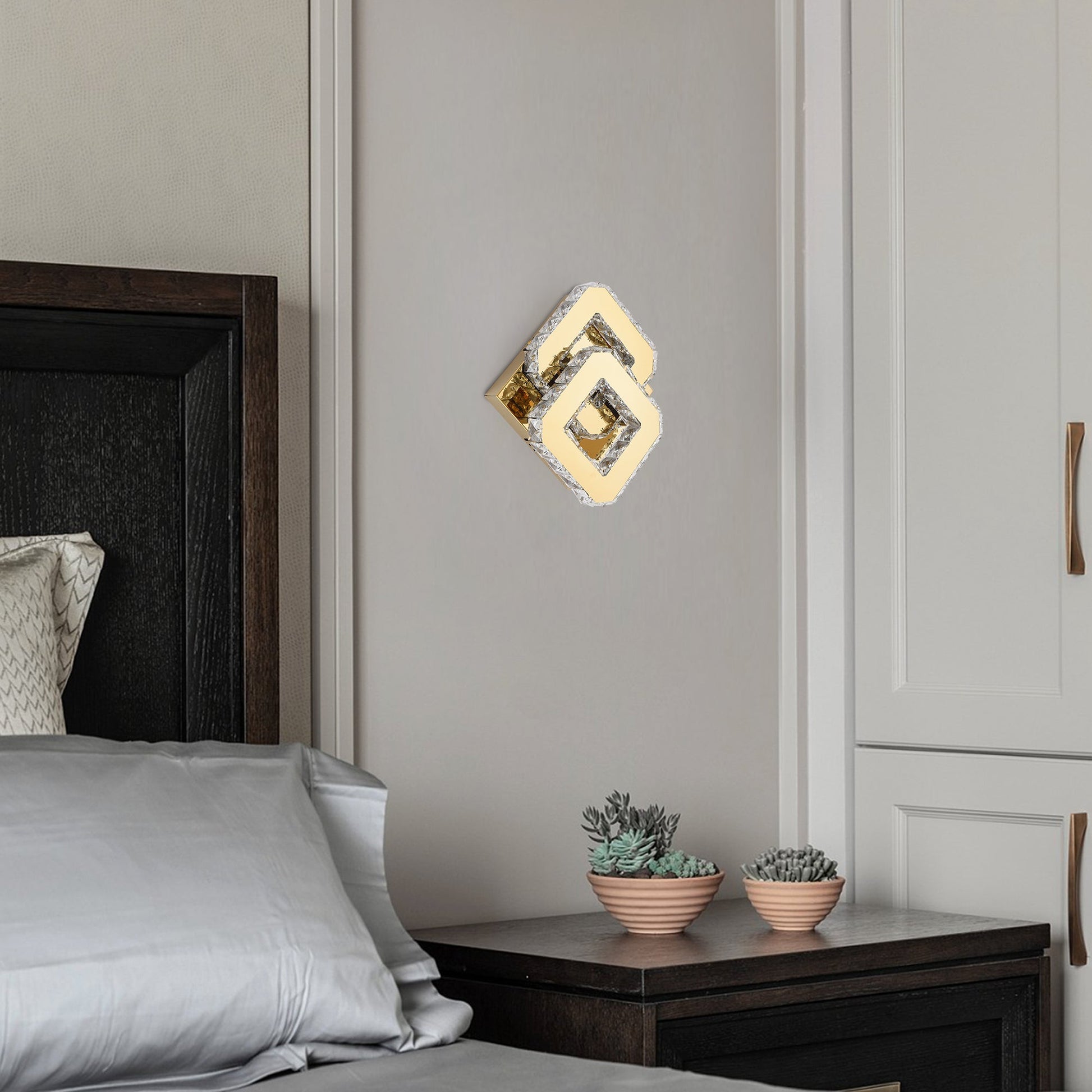 LED осветително тяло 32W CRISTAL Double Square Gold