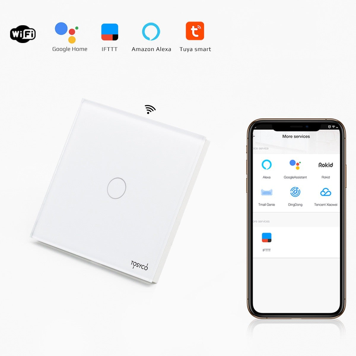 Еднополюсен WiFi стъклен сензорен ключ