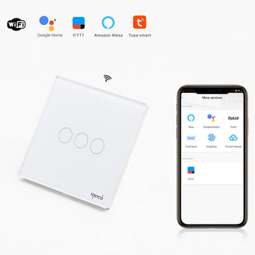 Троен WIFI стъклен сензорен ключ