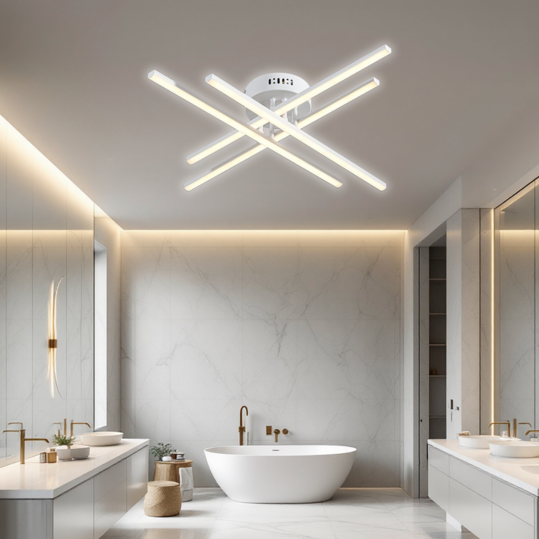 LED осветително тяло 64W X с 4 бели линии, еквивалент 500W, с дистанционно управление