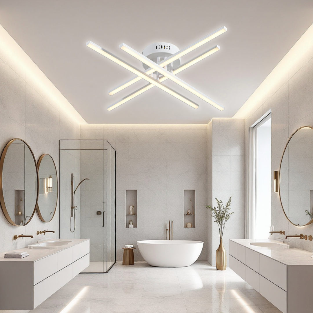 LED осветително тяло 64W X с 4 бели линии, еквивалент 500W, с дистанционно управление