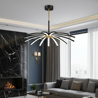 LED осветително тяло Eteris Black&Gold, висящо, 14 елемента, еквивалент 600W, с дистанционно