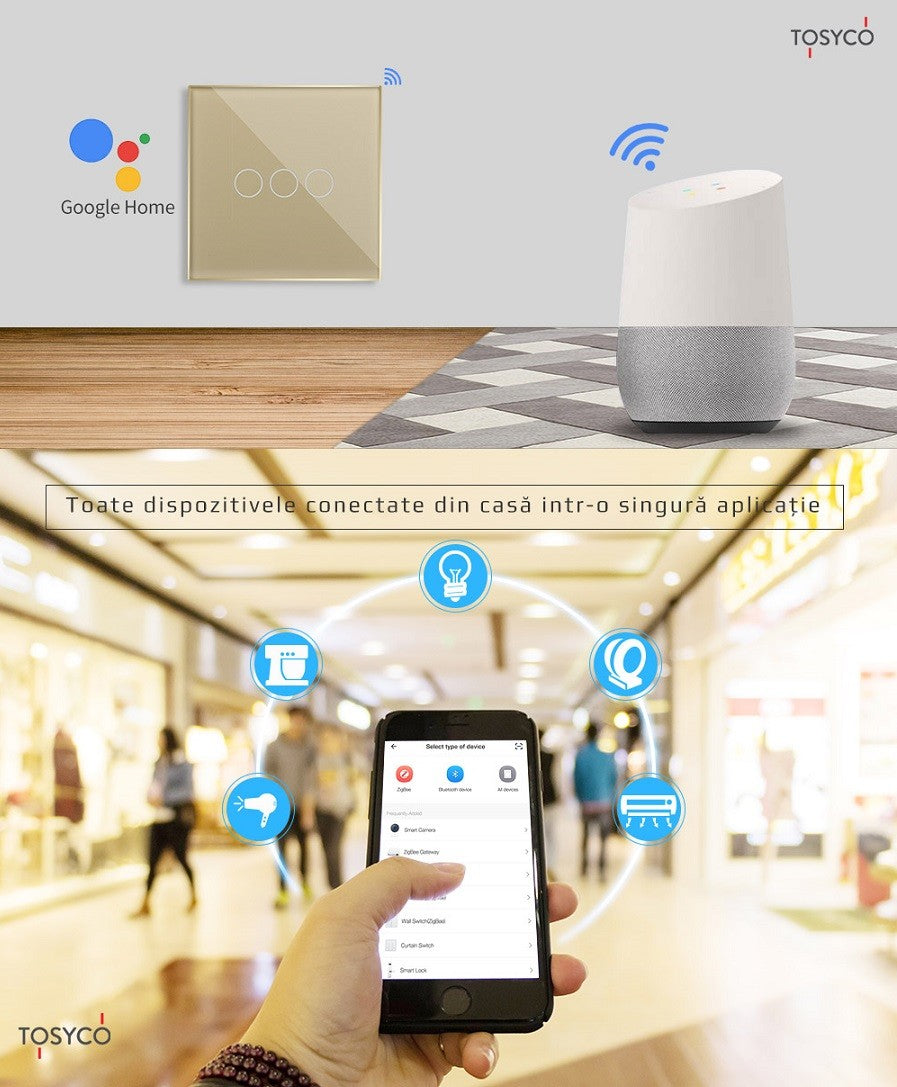 Двоен WiFi стъклен сензорен ключ
