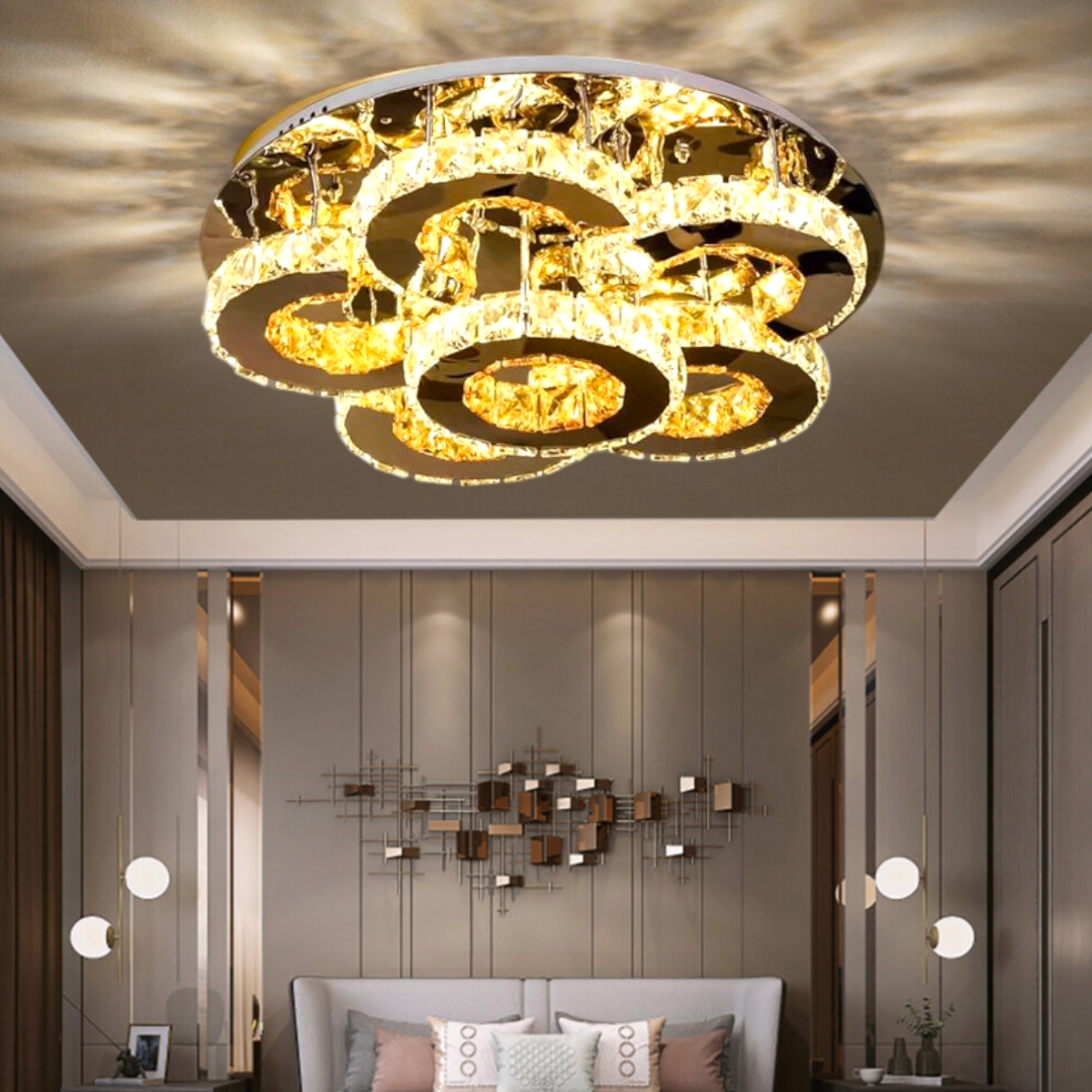 LED осветително тяло от кристал за таван Elegance Aurora с дистанционно, еквивалент 700W