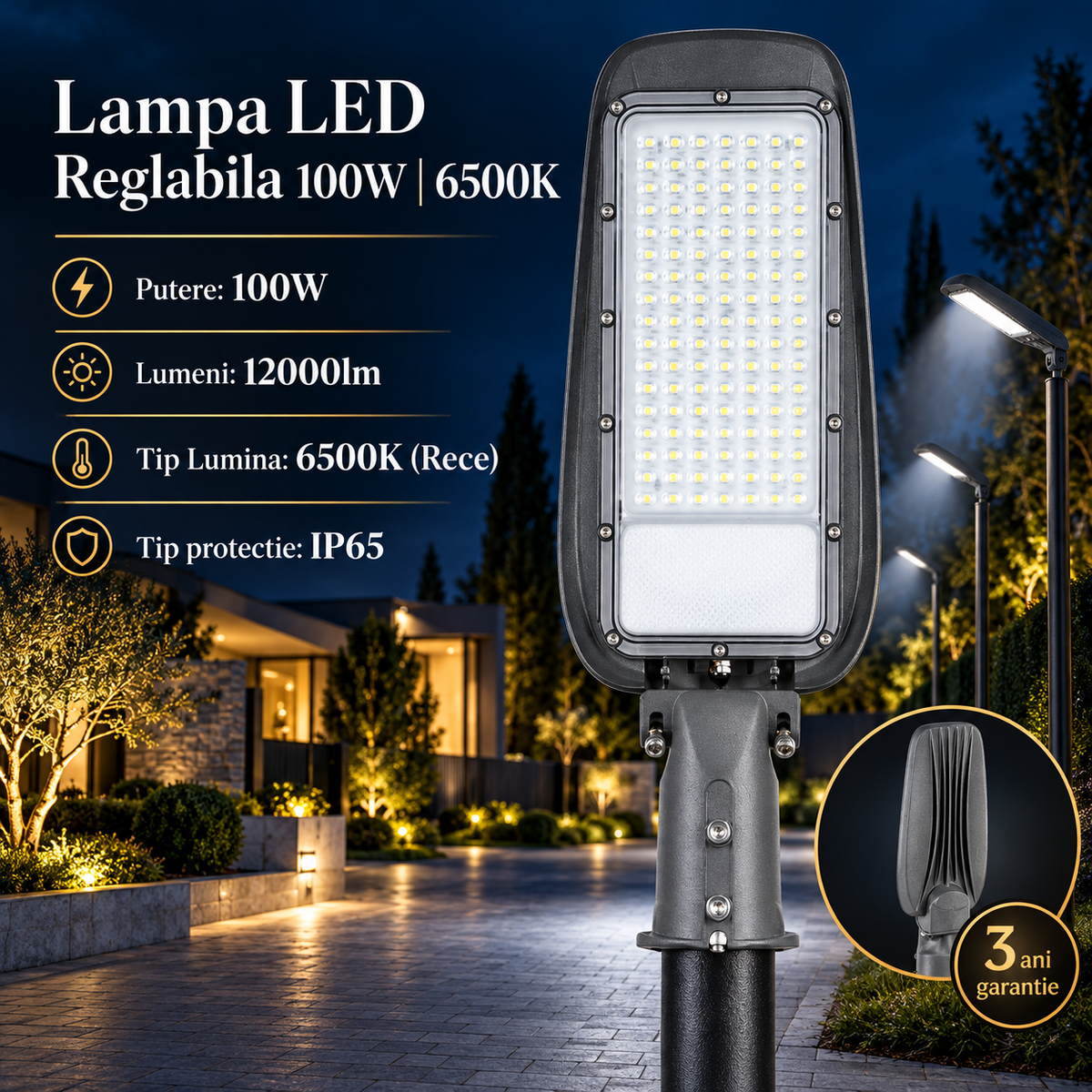 LED лампа 100W улично осветление 12.000 Lm регулируема
